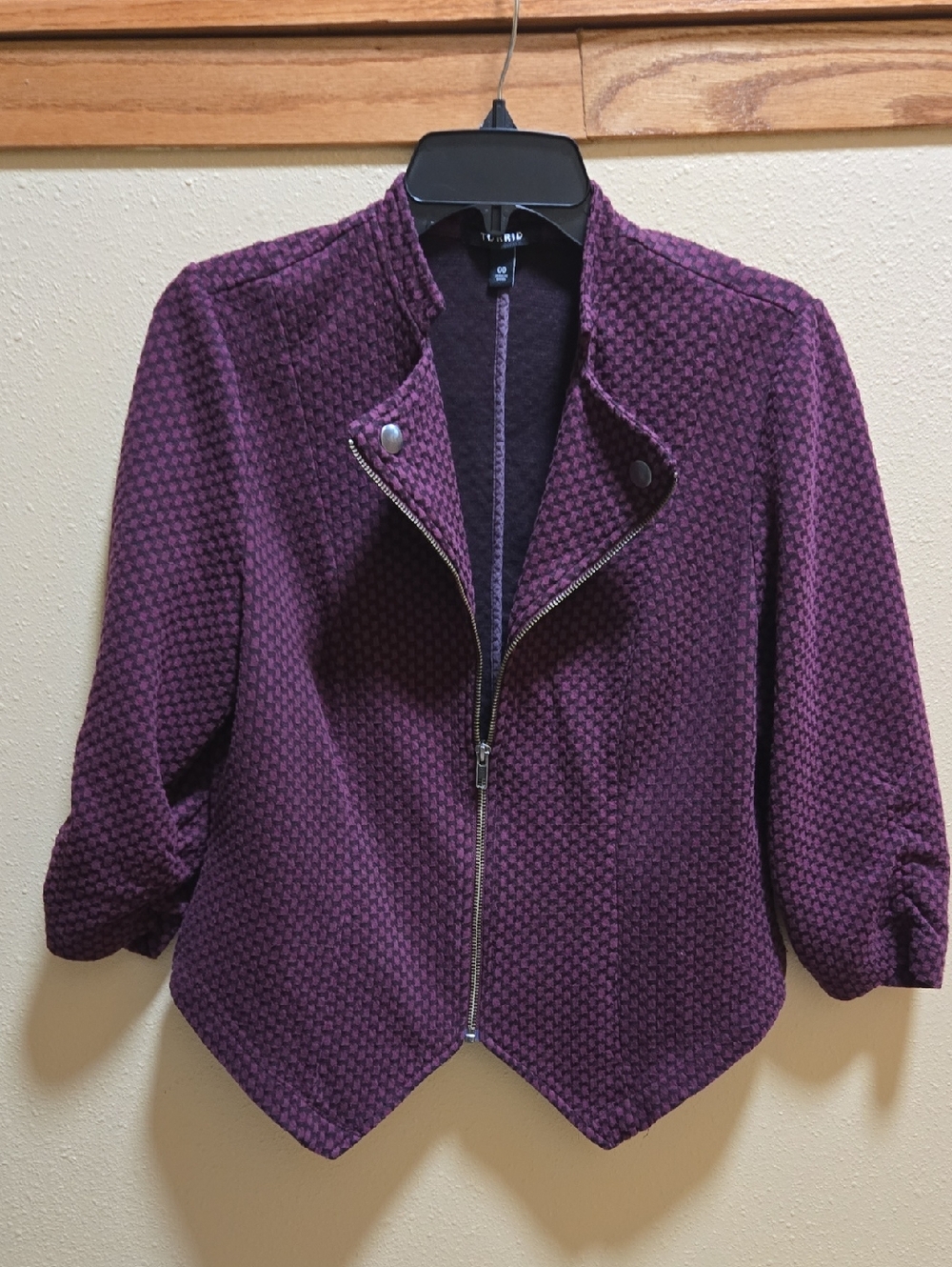 torrid Plum Textured Zip-Front Blazer Jacket